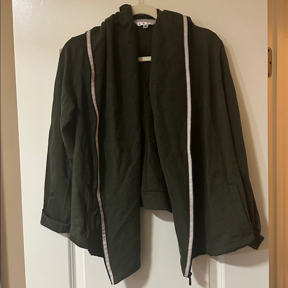 CAbi Olive Utility Jacket with cream Trim